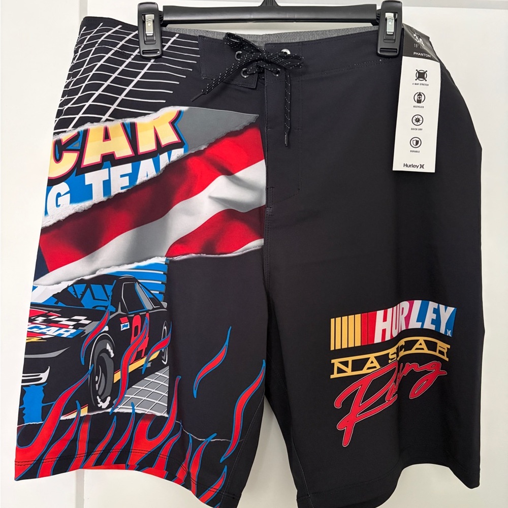 Nascar Black and Red Men's Swim Board Shorts